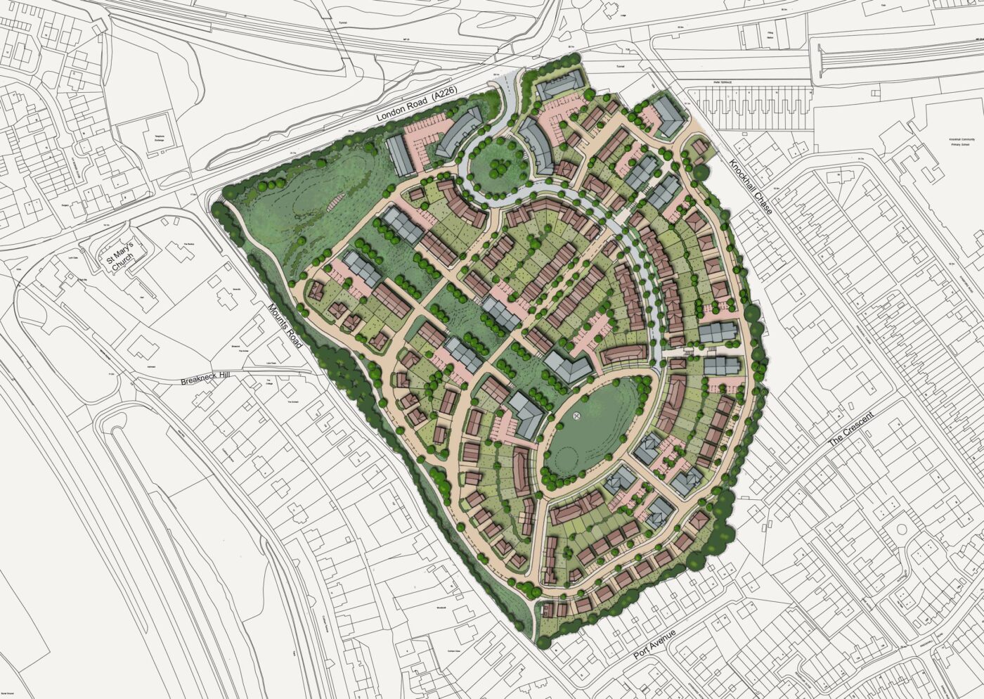 Illustrative masterplan showing how 376 homes and public open space could be delivered